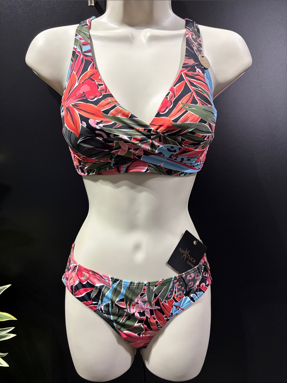Niptuck 2 piece  bikini, adjustable straps,full coverage,tropical floral print